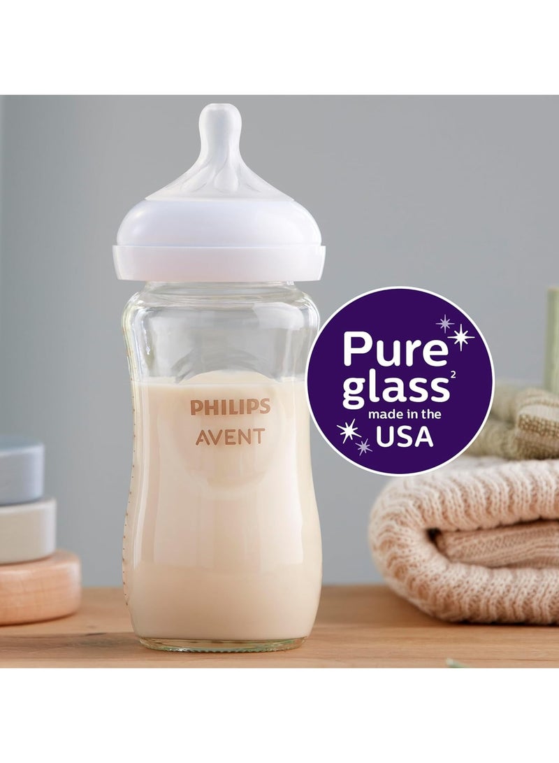 Avent Philips Avent Glass Natural Baby Bottle with Natural Response, 1M+, 240ml, 2pk - Image 4