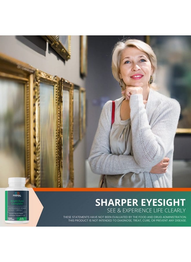 Primal Labs - Primal Health Bright Eyes Complete Ocular & Macular Health Clear Vision Lutein & Zeaxanthin Formula Healthy Eyesight Relieves Eye Strain From Blue Light Dietary Supplement 30 Capsules - Image 1