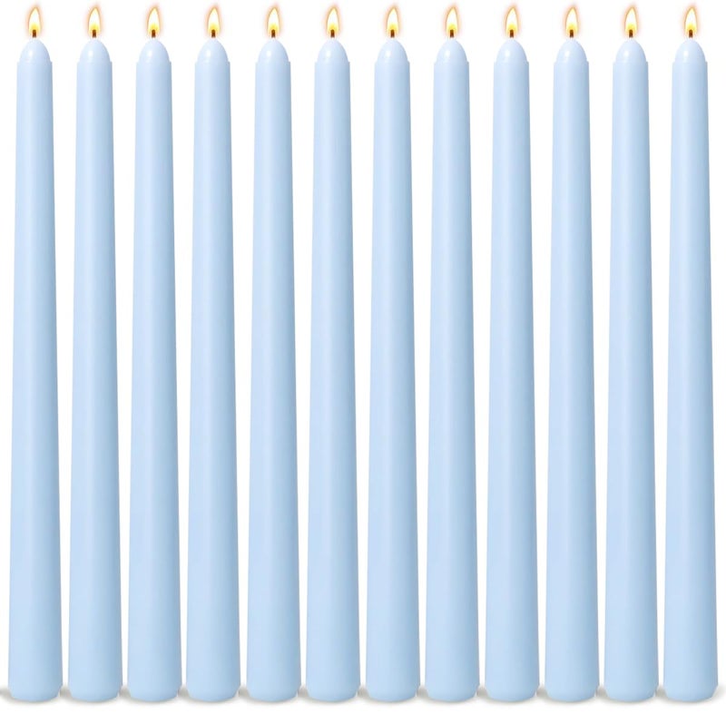 Sihuida 12Pack Ice Blue Taper Candles 10 Inch Unscented Dripless Candlesticks LongLasting Burn Time of 78 Hours Perfect for Home Dcor Weddings Babyshower and Events - Image 2