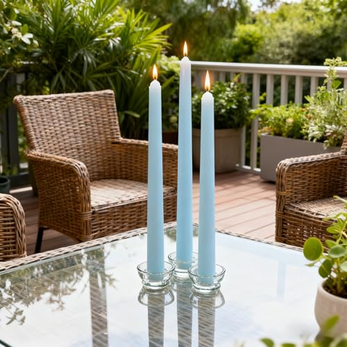 Sihuida 12Pack Ice Blue Taper Candles 10 Inch Unscented Dripless Candlesticks LongLasting Burn Time of 78 Hours Perfect for Home Dcor Weddings Babyshower and Events - Image 3