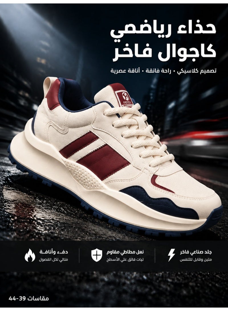 حذاء رياضي رجالي بتصميم عتيق وجزء علوي جلدي: راحة لا تضغط على القدمين - Image 1