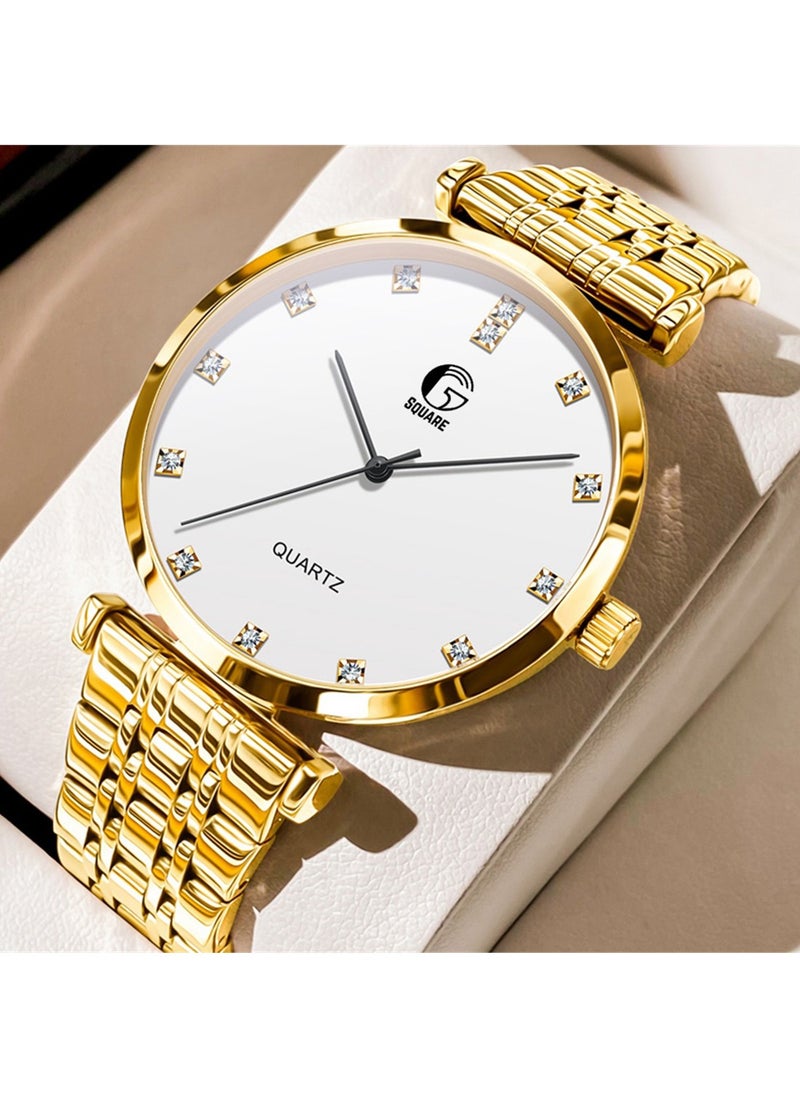 Gsquare Men's Analog Quartz White Dial Stainless Steel Watch-5596  - Image 1