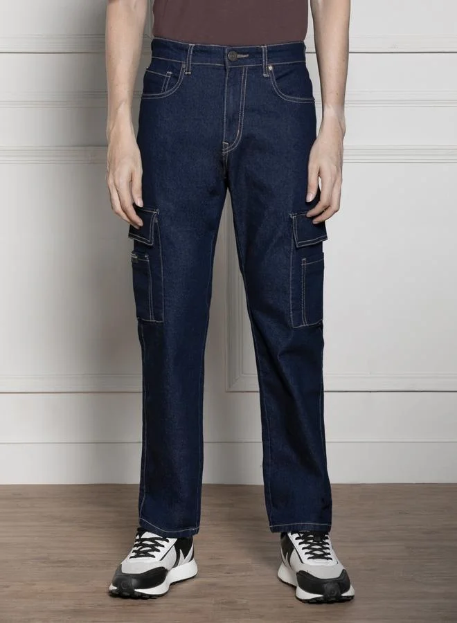 Dennis Lingo  Men'S Dark Blue Cotton Blend Denim Full Length Relaxed Jeans for Men | Best Price UAE