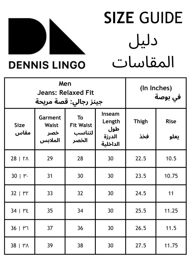 Dennis Lingo  Men'S Dark Blue Cotton Blend Denim Full Length Relaxed Jeans for Men | Best Price UAE