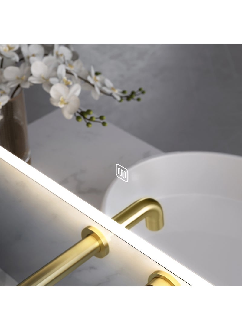 تايمي مرآة حائط 60×40 سم - مرآة بتصميم أنيق مع 3 مستويات إضاءة جانبية - مرآة مكياج لغرفة الملابس وغرفة المعيشة والكونسول والمدخل - Image 4