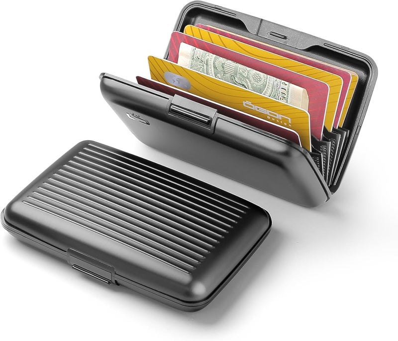 ÖGON -DESIGNS- Aluminum card holder, RFID Protection against fraud and demagnetization, Compact wallet, Smart Case STOCKHOLM V1 model (Aluminum Black) - Image 2