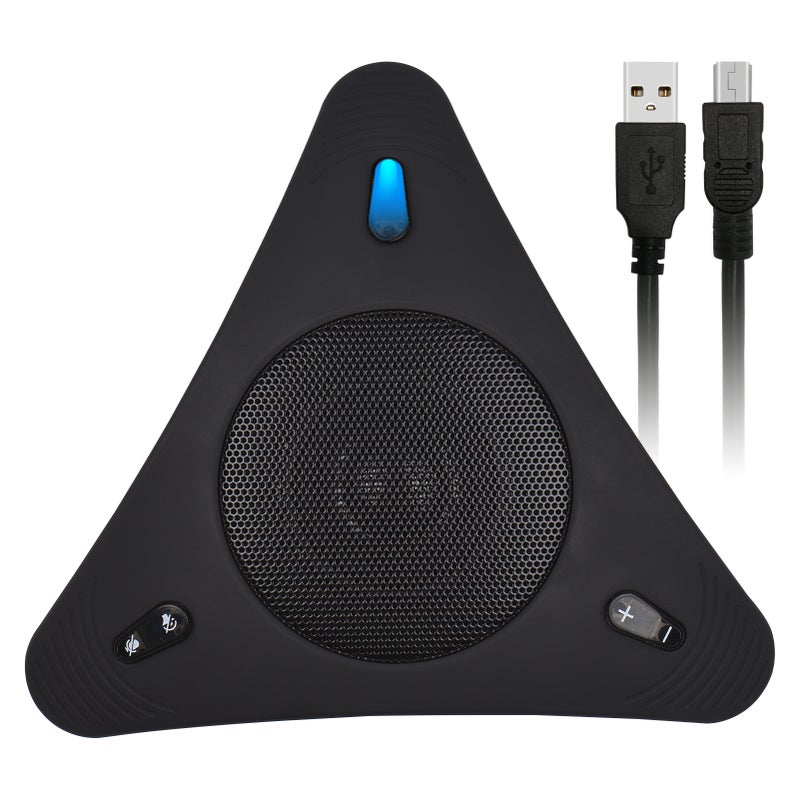 ميكروفون مؤتمرات سماعة USB مع سماعة، ميكروفون متجه 360 درجة مع إلغاء الصدى، ميكروفون كمبيوتر محمول وكمبيوتر شخصي مع وظيفة الصمت وتعديل مستوى الصوت، توصيل واستخدام فوري لمكتب المنزل والأعمال ومحادثات سكايب ومؤتمرات الفيديو والألعاب والمنصات التعليمية عبر الإنترنت - Image 2