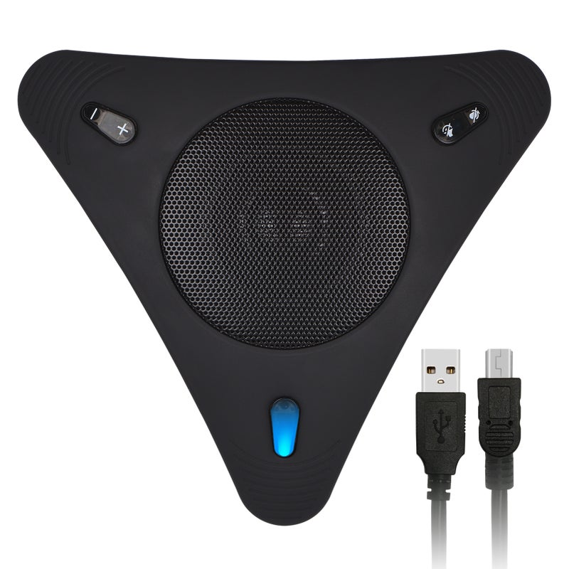 ميكروفون مؤتمرات سماعة USB مع سماعة، ميكروفون متجه 360 درجة مع إلغاء الصدى، ميكروفون كمبيوتر محمول وكمبيوتر شخصي مع وظيفة الصمت وتعديل مستوى الصوت، توصيل واستخدام فوري لمكتب المنزل والأعمال ومحادثات سكايب ومؤتمرات الفيديو والألعاب والمنصات التعليمية عبر الإنترنت - Image 1