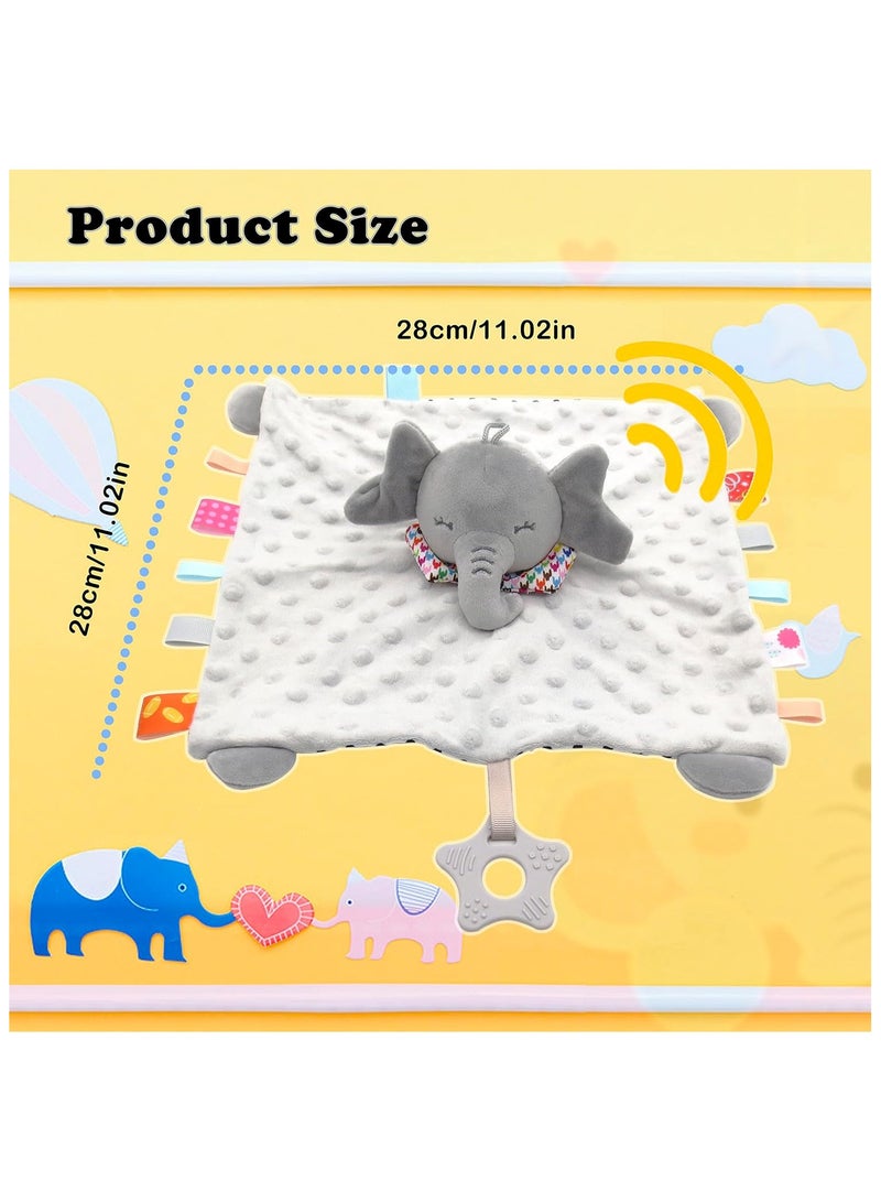 Blanket for Newborn,Soft Cotton Elephant Security Taggies Teether Toy,Soothing Newborn Baby Gifts,Newborn Gifts for Baby Girl Boy, Kids, and Toddlers - Image 2