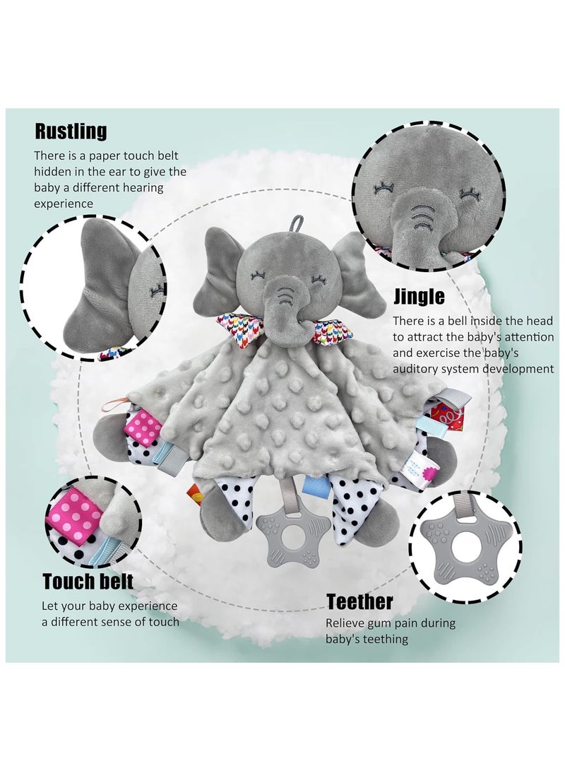Blanket for Newborn,Soft Cotton Elephant Security Taggies Teether Toy,Soothing Newborn Baby Gifts,Newborn Gifts for Baby Girl Boy, Kids, and Toddlers - Image 3