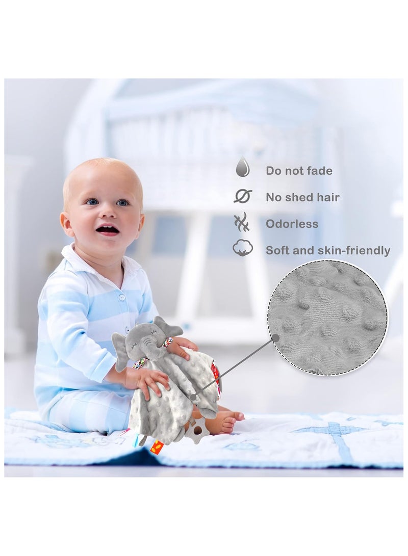 Blanket for Newborn,Soft Cotton Elephant Security Taggies Teether Toy,Soothing Newborn Baby Gifts,Newborn Gifts for Baby Girl Boy, Kids, and Toddlers - Image 5