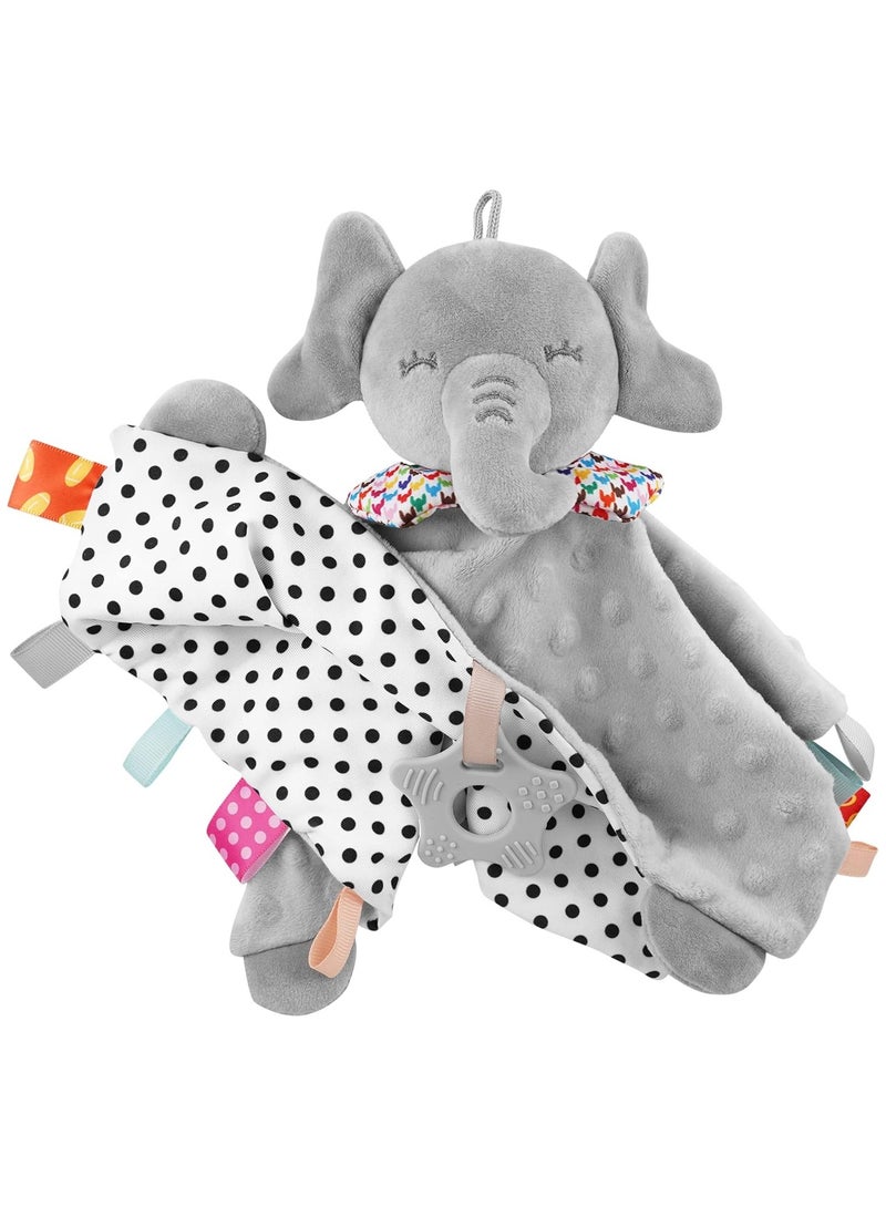 Blanket for Newborn,Soft Cotton Elephant Security Taggies Teether Toy,Soothing Newborn Baby Gifts,Newborn Gifts for Baby Girl Boy, Kids, and Toddlers - Image 1