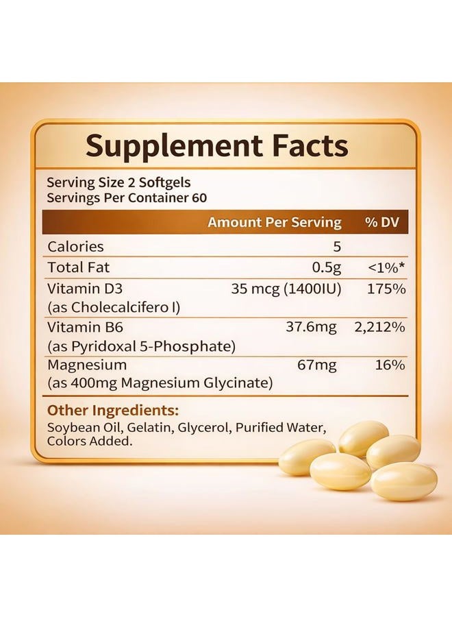 Alliwise Magnesium Glycinate 400mg Softgels with Vitamin D3 & B6,Small Easy to Swallow Gel Caps,High Absorption, Gentle on Stomach,Supports Sleep, Muscle & Calm,Bone Health,120 Softgels - Image 4