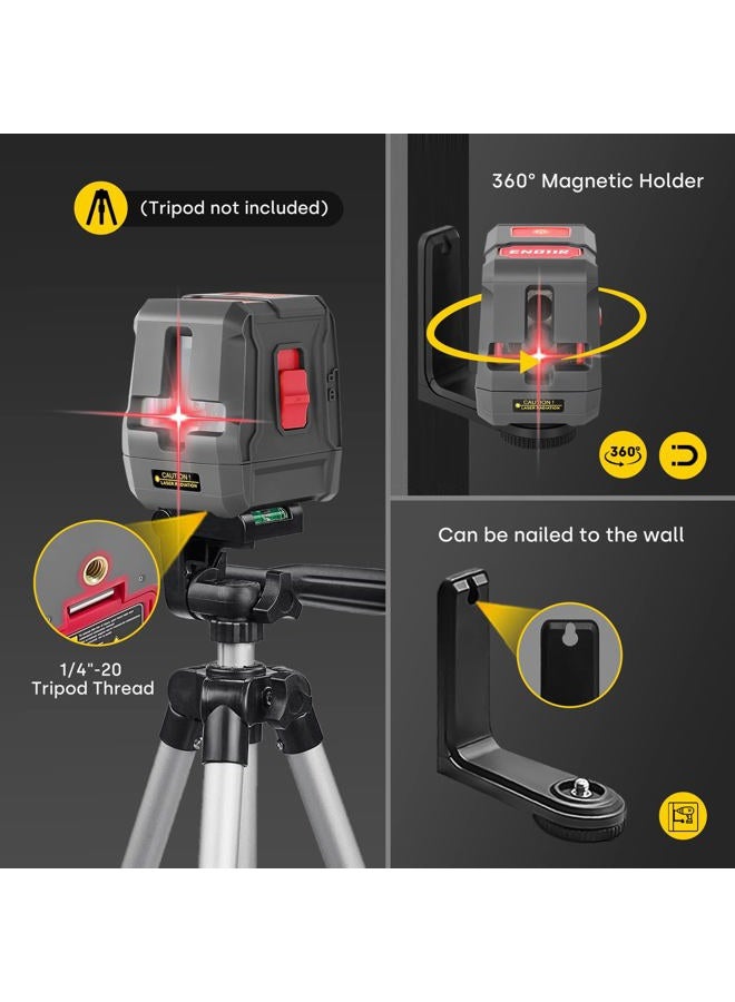 Enventor Laser Level, 15M Cross Line Laser Level, Laser Levels Self Leveling with 2 Lines Horizontal/Vertical, 2 Mode Manual/Self-Leveling, IP54, 360° Magnetic Bracket, 2 x AA Batteries Red - Image 4
