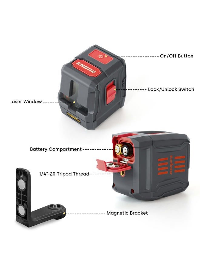 Enventor Laser Level, 15M Cross Line Laser Level, Laser Levels Self Leveling with 2 Lines Horizontal/Vertical, 2 Mode Manual/Self-Leveling, IP54, 360° Magnetic Bracket, 2 x AA Batteries Red - Image 2