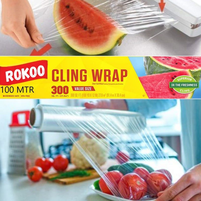 Rokoo Bio-Cling Film Wrap Food Packaging Storing Wrap - 100 Meter Roll (100M) - Image 5