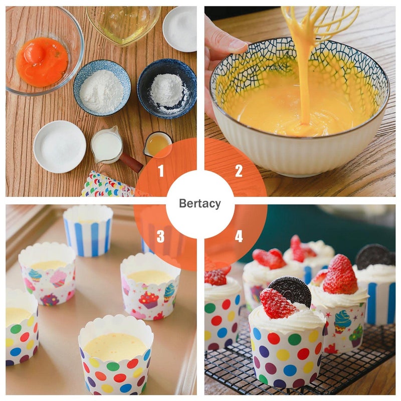 Bertacy 100-Pack Disposable Wrappers Large Paper Cake Baking Cup Cupcake Muffin Cases Birthday Party Decoration - Image 4