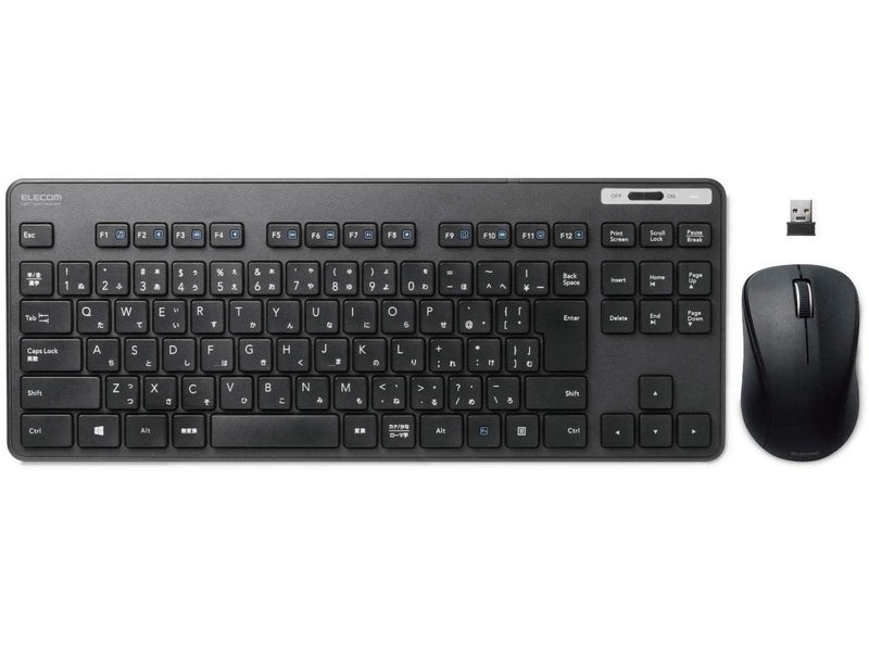 ELECOM Wireless Thin KeyboardStandard Japanese LayoutConformity with JIS StandardWireless MouseDurableBlackTKFDM109MBK