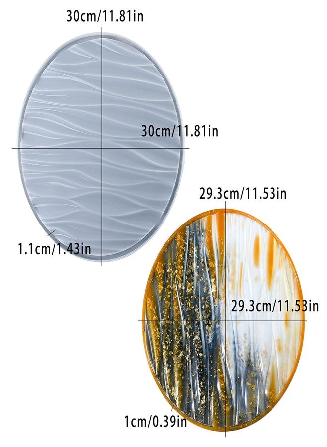 Japleed Big Round Resin Tray Molds with Wave Design, 11.8in Storage Tray Silicone Mold for Epoxy Resin, Unique Resin Concrete Cement Molds for Jewelry Plate Serving Board Bathroom Vanity Tray Decor - Image 3