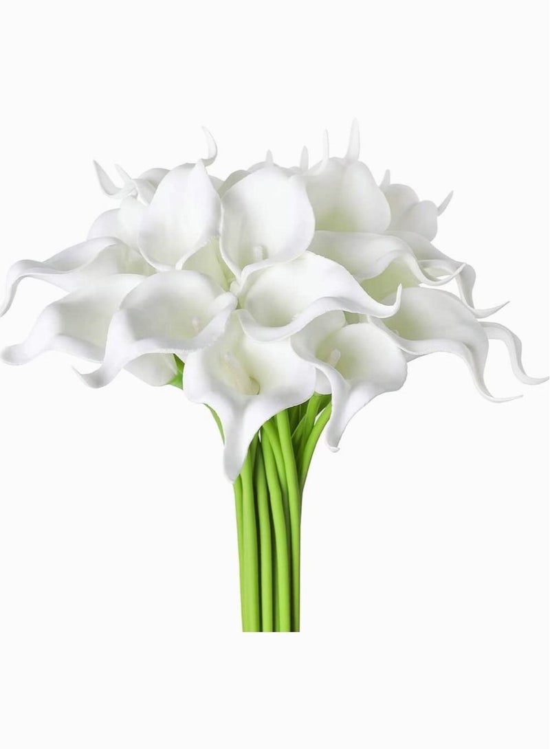 Captaintech Calla Lily Fake White Flowers Wedding Bouquet Artificial Real Touch Latex Flowers Home Wedding Party Decor 20Pcs - Image 1