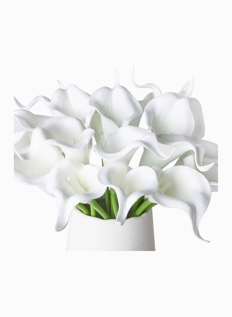 Captaintech Calla Lily Fake White Flowers Wedding Bouquet Artificial Real Touch Latex Flowers Home Wedding Party Decor 20Pcs - Image 2