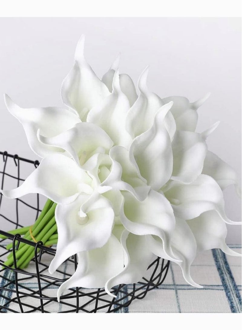 Captaintech Calla Lily Fake White Flowers Wedding Bouquet Artificial Real Touch Latex Flowers Home Wedding Party Decor 20Pcs - Image 3