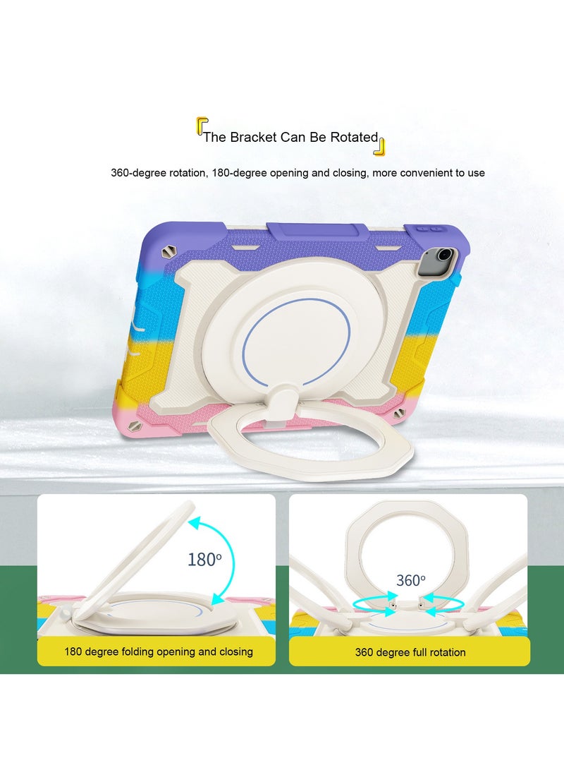 URBBKING PC + Silicone 3-Layers Combo Armor Heavy Duty Shockproof Cover with 360° Rotating Ring Stand for Apple iPad Air 11‑inch M2(2024) / iPad Air 11-Inch M3 (2025), Multicolor  - Image 2