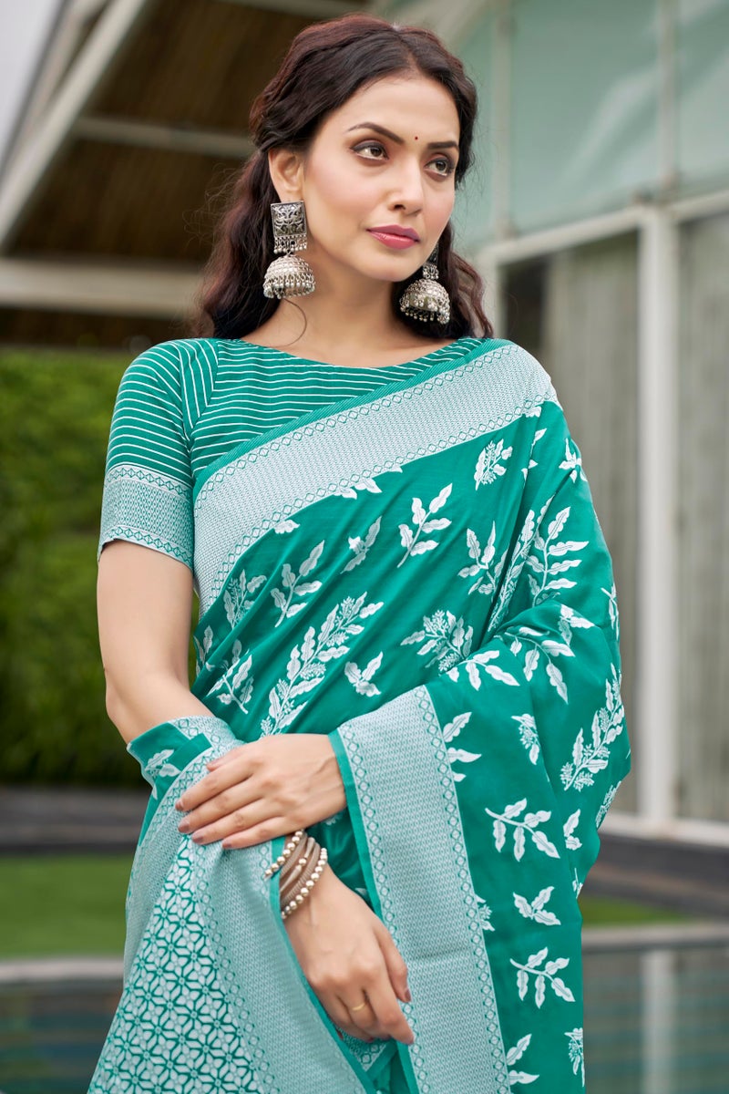 Glory Sarees Women’s Banarasi Silk Saree With Blouse Piece (Kalamkari108_SeaGreen) - Image 2