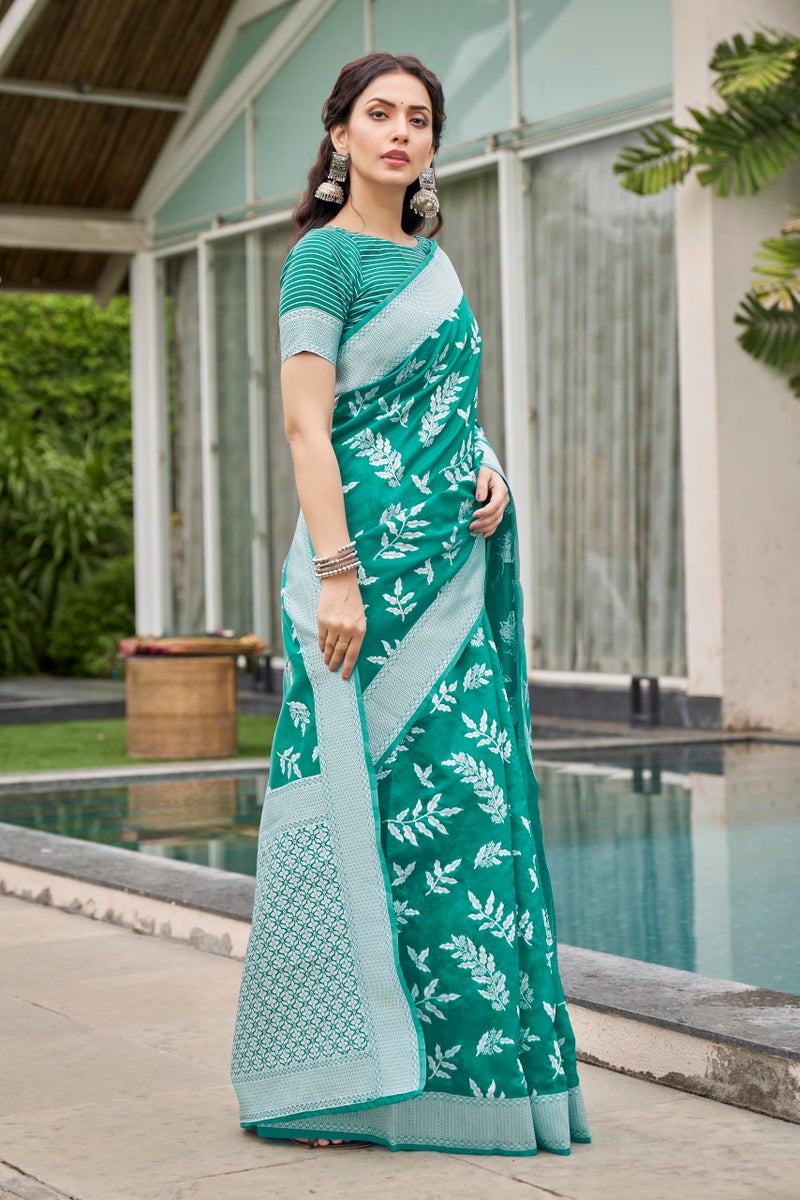 Glory Sarees Women’s Banarasi Silk Saree With Blouse Piece (Kalamkari108_SeaGreen) - Image 5