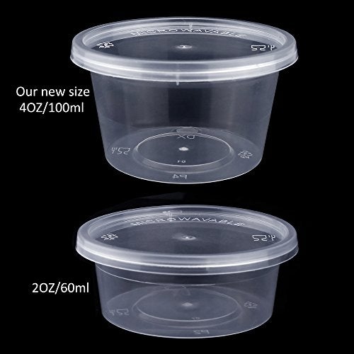 Augshy 40 Pack Small Slime Containers with Lids, Jello Shot Cups Condiment Containers Plastic Portion Cups with Lids for Salad Dressing Food Storage Containers(4 oz) - Image 3