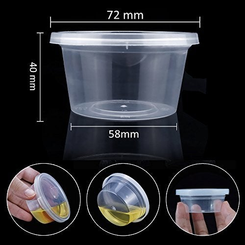 Augshy 40 Pack Small Slime Containers with Lids, Jello Shot Cups Condiment Containers Plastic Portion Cups with Lids for Salad Dressing Food Storage Containers(4 oz) - Image 2