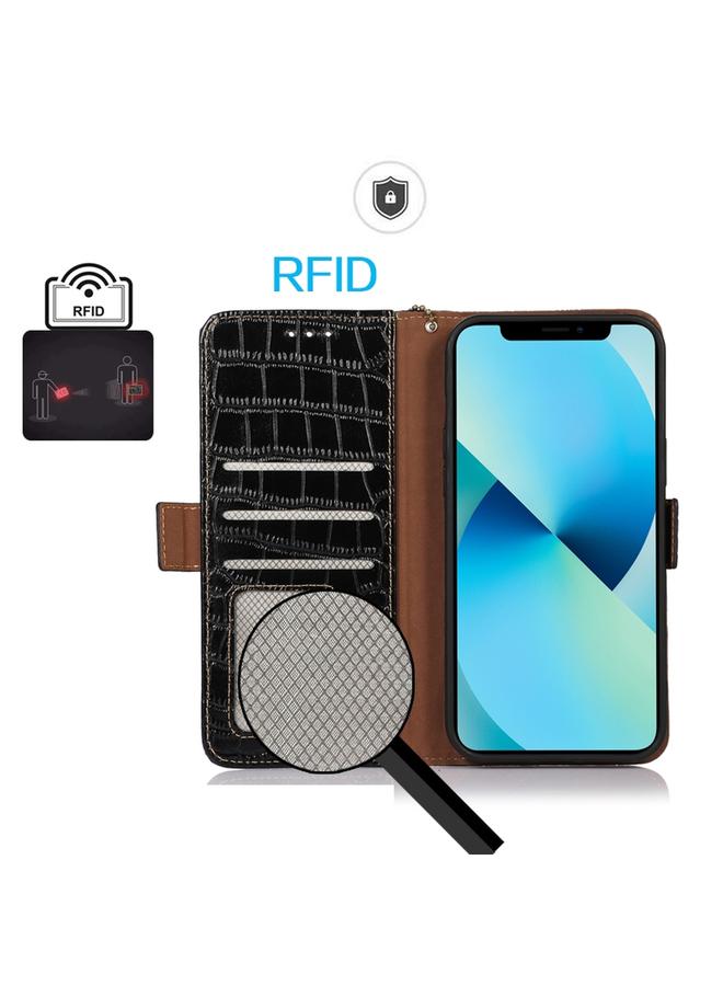 زبون جراب لهاتف Google Pixel 10 Pro / 9 Pro مصنوع من جلد التمساح بطبقة علوية من جلد البقر - Image 5