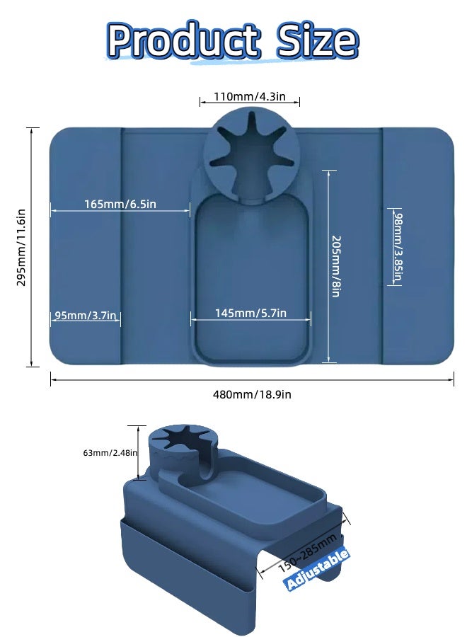 LUMOZ Cup Holder for Couch Arm Tray - Silicone Couch Armrest Cup Holder with Two Sides Pockets for Holding Drinks, Remote, Tablet, Phones Anti-Slip Sofa Cup Holder for Recliner(Blue, Sofa Armrest Min 5.7in) - Image 5