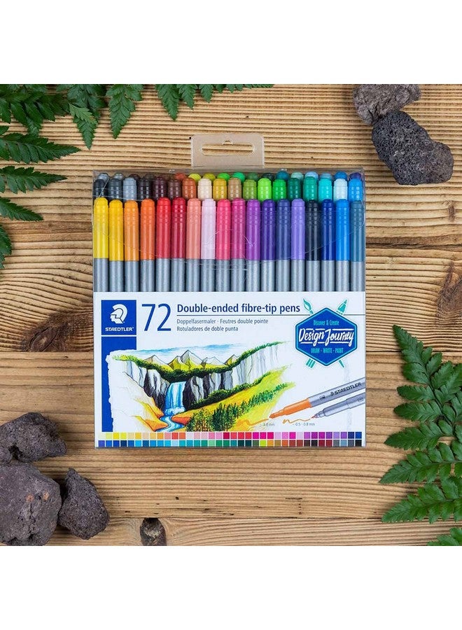 STAEDTLER STAEDTLER Fibre tip marker pen set 2 tips 72 clrs wallet pack  - Image 2