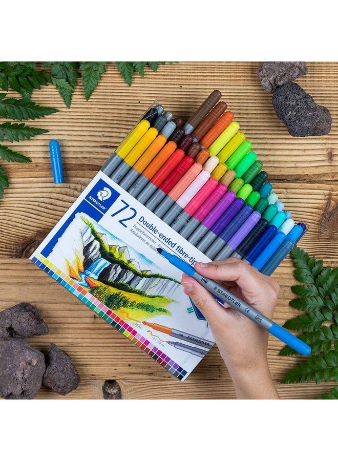 STAEDTLER STAEDTLER Fibre tip marker pen set 2 tips 72 clrs wallet pack  - Image 4