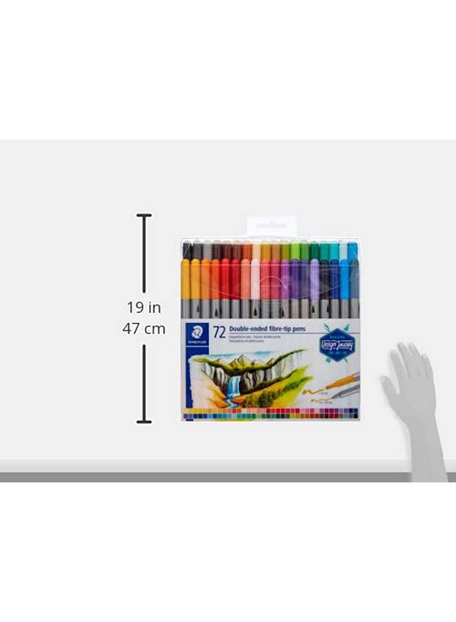 STAEDTLER STAEDTLER Fibre tip marker pen set 2 tips 72 clrs wallet pack  - Image 3