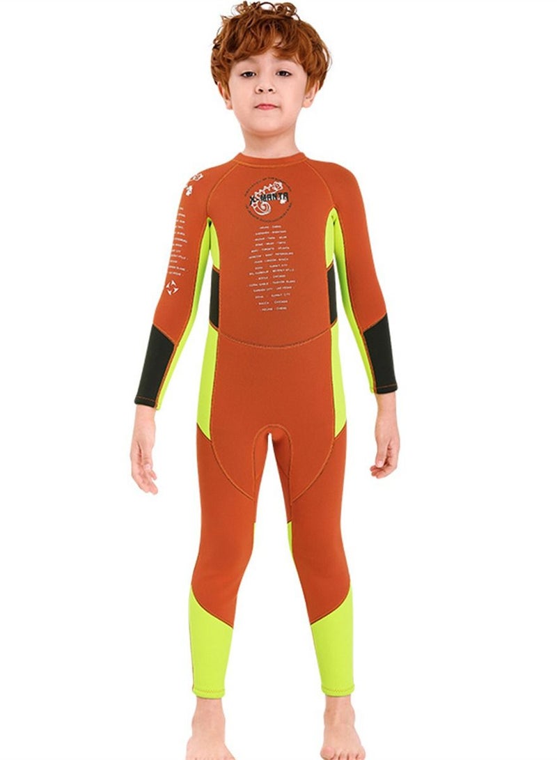 DIVE & SAIL Keep Warm Children Diving Suit Three-layer High Elastic Wetsuit For Boys Orange - Image 1