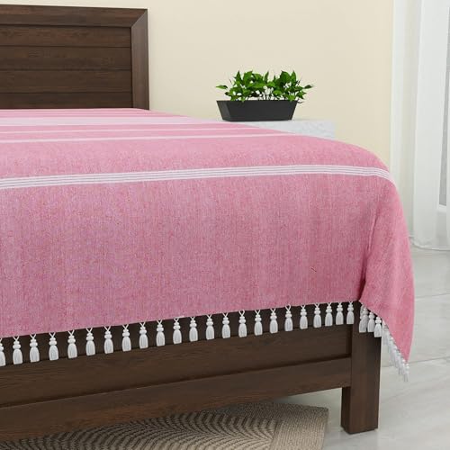 Värde 210 TC Cotton Bedsheet | Handmade Double Bedsheet | Handloom Bedsheets | Without Pillow Cover | Double Bedsheet for Summer (90X100 Inches, 7.5 x 8.3 Feet (Cavern Pink) - Image 3