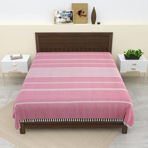 Värde 210 TC Cotton Bedsheet | Handmade Double Bedsheet | Handloom Bedsheets | Without Pillow Cover | Double Bedsheet for Summer (90X100 Inches, 7.5 x 8.3 Feet (Cavern Pink) - Image 2