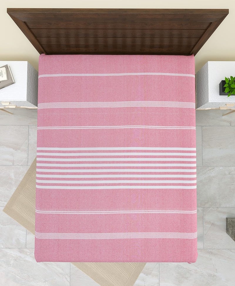Värde 210 TC Cotton Bedsheet | Handmade Double Bedsheet | Handloom Bedsheets | Without Pillow Cover | Double Bedsheet for Summer (90X100 Inches, 7.5 x 8.3 Feet (Cavern Pink) - Image 4