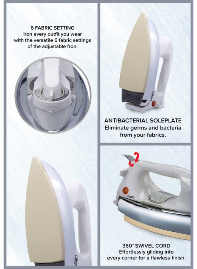 Clikon Dry Iron 1200 W CK2132 White/Cream - Image 4