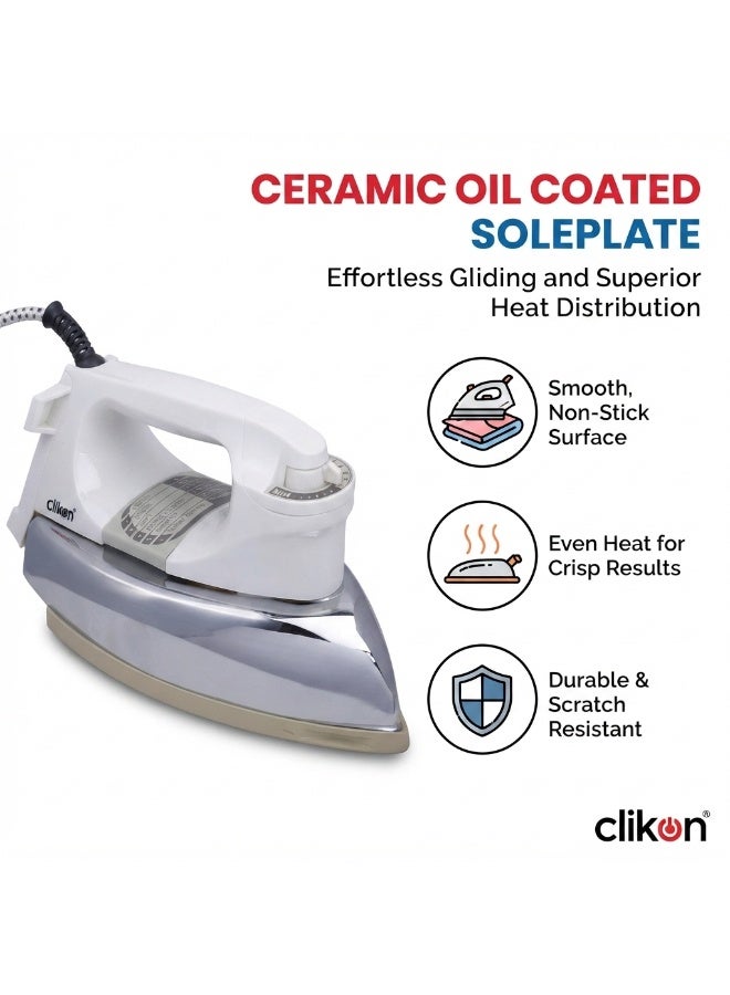 Clikon Heavy Iron 2KG | Practical Heavy Iron Design | Convenient Garment Care | Suitable for Everyday Ironing | White and Silver Finish | 2-Year Warranty | CK2132 | White and Silver 1200 W CK2132 White/Cream - Image 3