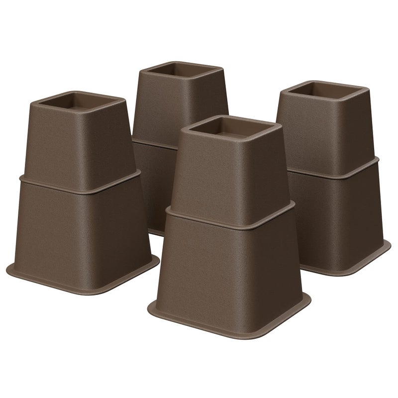 SONGMICS SONGMICS Bed Risers 4Pack Furniture Risers Heavy Duty Bed Lifts in Heights of 3 5 or 8 Inches Lifts up to 1300 lb for Sofa Table Legs Extenders Brown UCDG001K01 