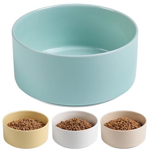 Kitwinney Dog Bowls Non Slip Heavy Ceramic Dog Food and Water Bowl with Silicone Base Pet Feeding Bowl for Puppies Small and Medium Dogs Glossy Light Green 6 Inches - Image 1