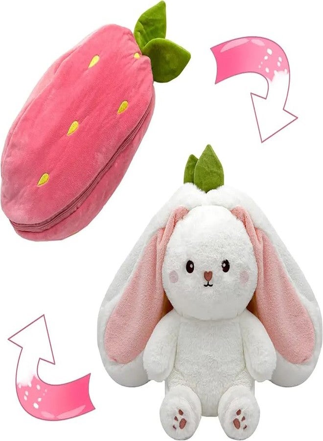 KIZDY Soft Toys for Kids Girls Reversible Rabbit Banny Doll Lovable & Huggable Soft Stuffed Plush Animal Toys Gift for Birthdays & Special (Size 25cm) (Pink & White) - Image 3