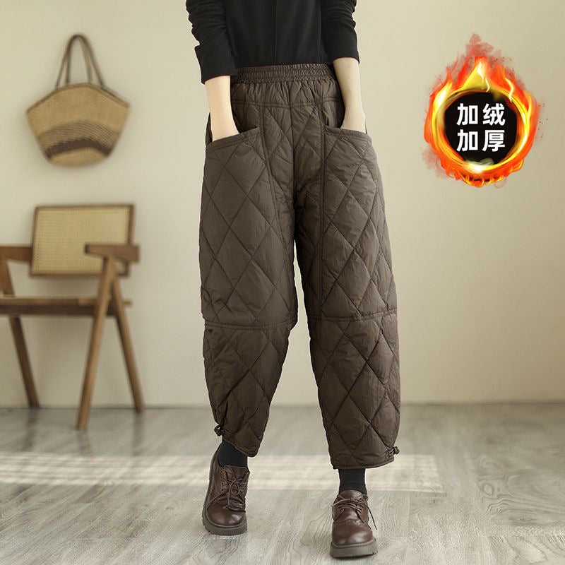 Winter Thick Cotton Pants Casual Harlan Women Brown thickened cotton 851# 