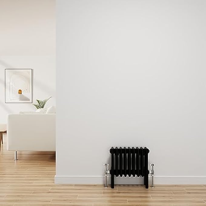 TRADITIONAL RADIATOR BLACK CAST IRON 4 COLUMN HORIZONTAL CENTRAL HEATING BATHROOM RADIATORS 300X425MM - Image 1