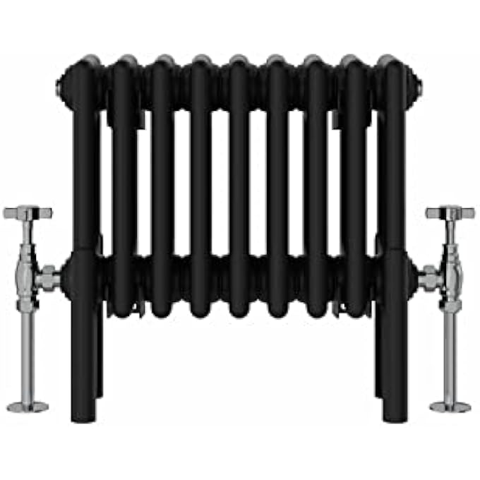 TRADITIONAL RADIATOR BLACK CAST IRON 4 COLUMN HORIZONTAL CENTRAL HEATING BATHROOM RADIATORS 300X425MM - Image 3