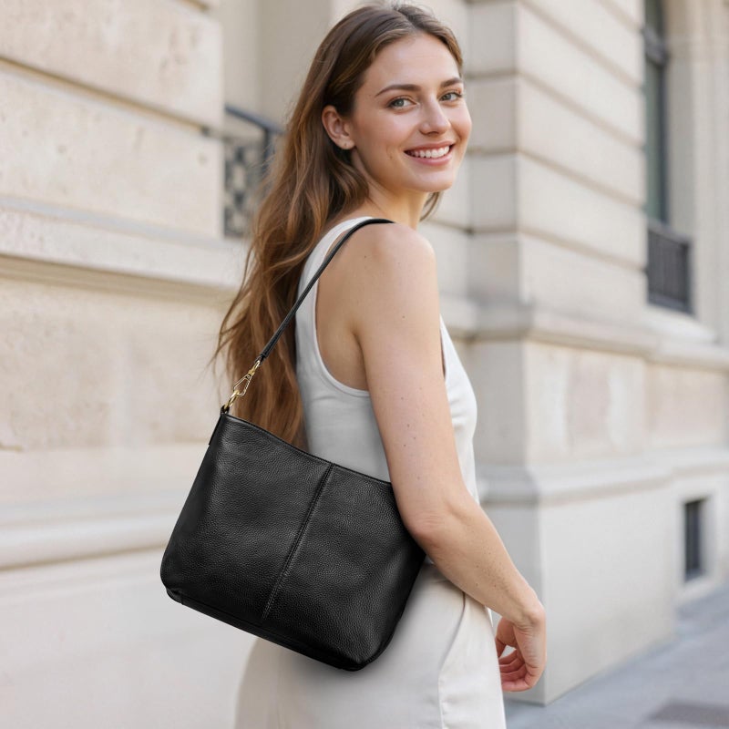 Kattee Leather Crossbody Bags for Women, Crossbody Purses for Women, Women's Handbags Hobo Bag with Adjustable Strapï¼ŒBlack - Image 2