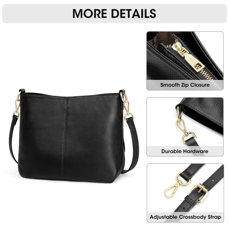 Kattee Leather Crossbody Bags for Women, Crossbody Purses for Women, Women's Handbags Hobo Bag with Adjustable Strapï¼ŒBlack - Image 5